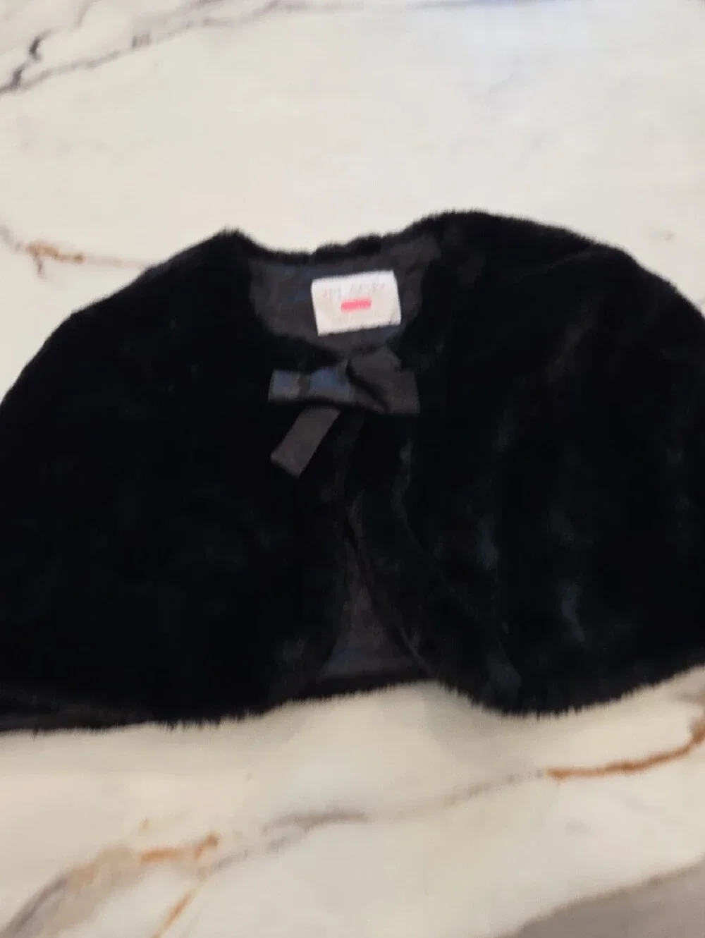 The Children's Place Black Faux Fur Capelet & Burgundy Faux Fur Bolero Set
